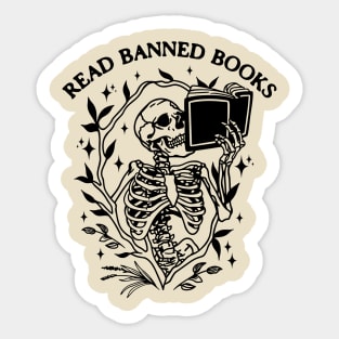 Read Banned Books Skeleton Halloween Goth Protest Sticker